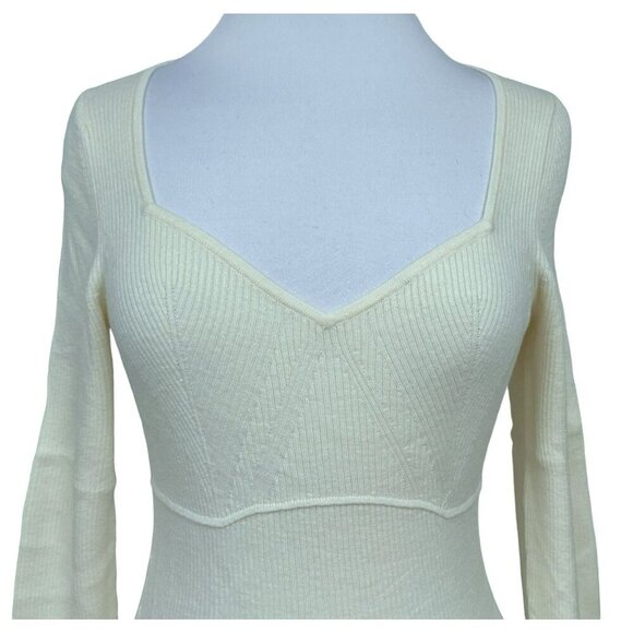 GAP Sweetheart Corset Long Sleeve Sweetheart Neckline Sweater Ivory Sz Large NEW - Picture 2 of 5